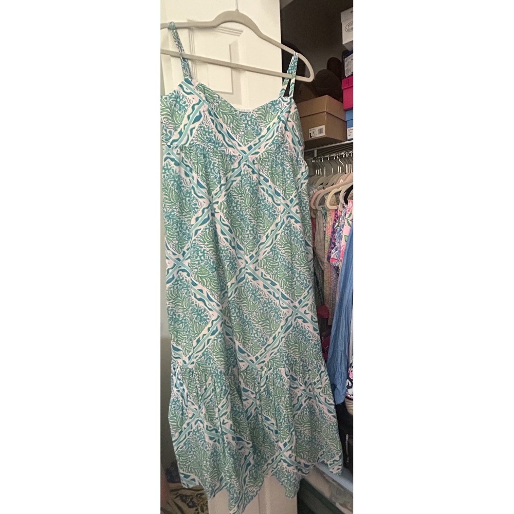 Lilly Pulitzer Women's Hiedi Cotton Maxi Dress Prism Blue Good Greef Engineered